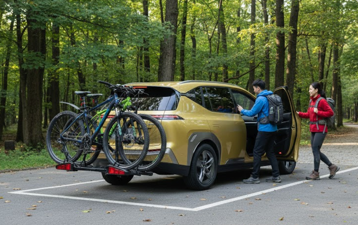 Yellow AION Y with Bicycle Travel Shot
