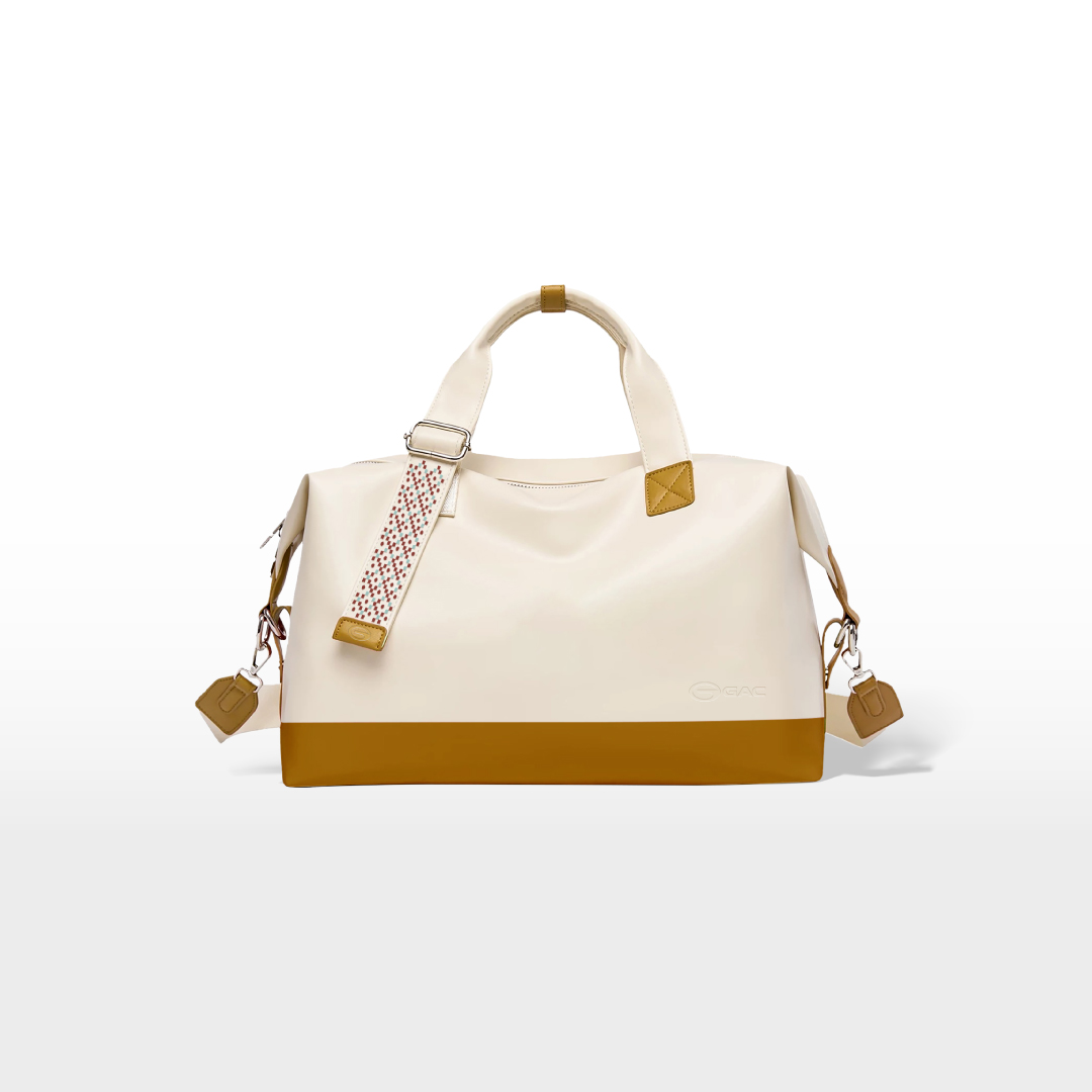 GAC Cream Leather Duffle Bag