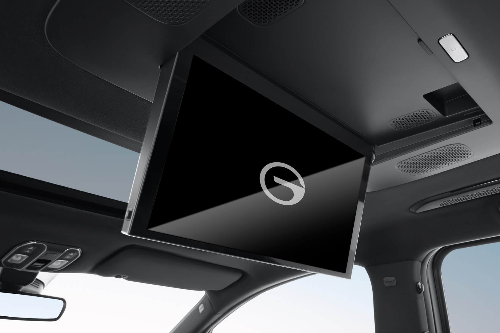 15.6" HD Ceiling-Mounted Screen | หน้าจอ HD ขนาด 15.6 นิ้วที่ติดตั้งบนเพดานรองรับ Wireless Screen Mirroring ช่วยสร้างบรรยากาศความบันเทิงสำหรับผู้โดยสารแถวที่สอง